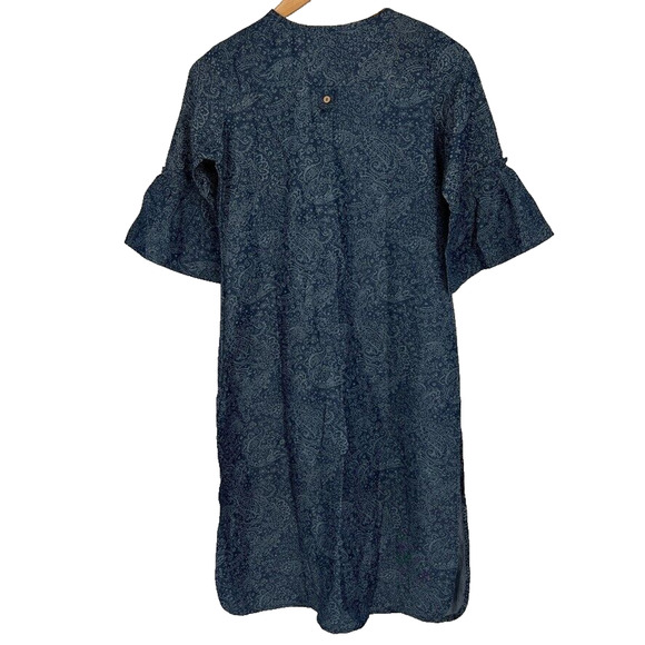 Rangriti Kurta Tunic Sz S Paisley Tencel Boho Indian Flare Sleeve Indie Lagom - Picture 2 of 12